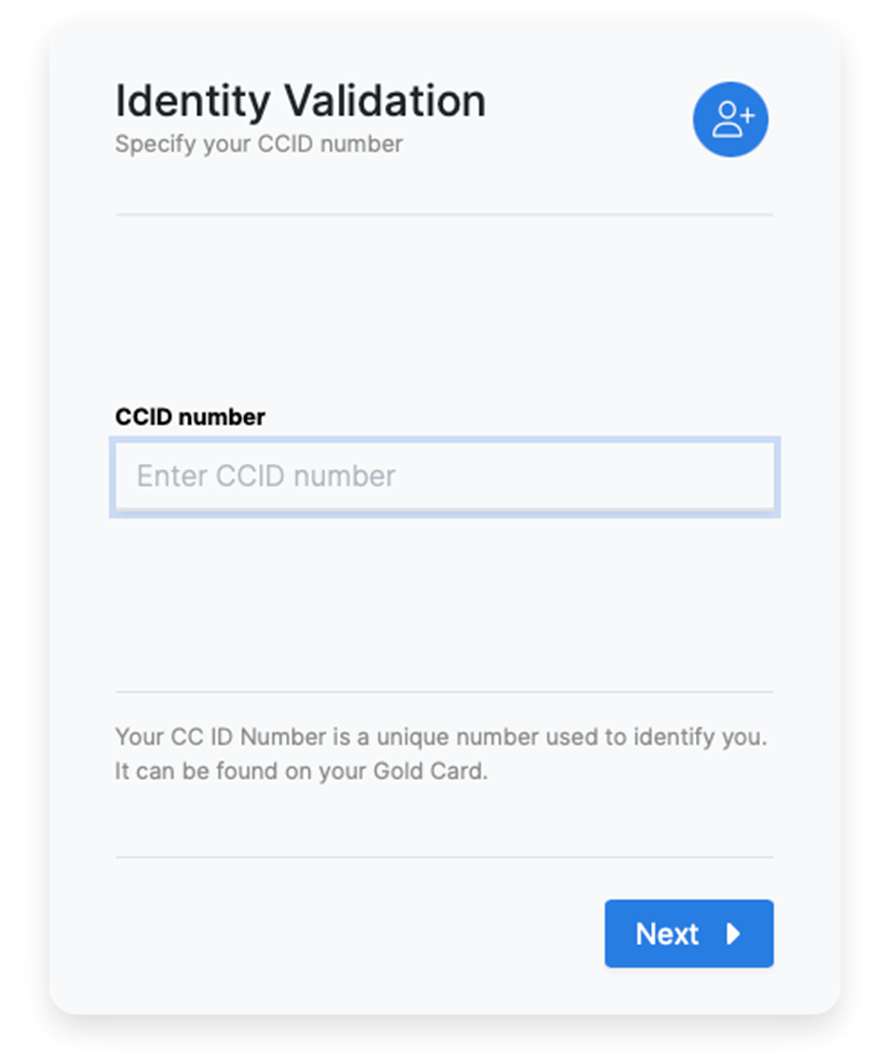 Enter CCID number